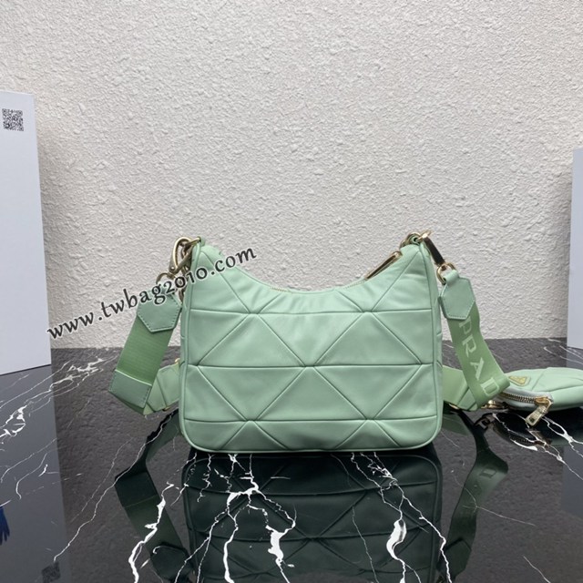 Prada專櫃新款升級版三合一女包 1BC151 普拉達小牛皮純手工菱形拼接鏈條肩背斜挎包 csp1512